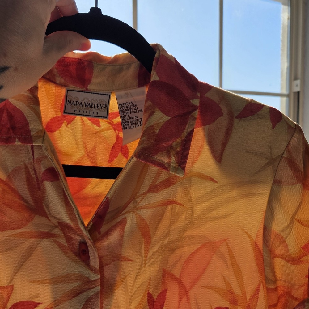 Vtg Napa Valley Button Down Shirt Women's S Tailored Tropical Retro Hawaiian - Picture 5 of 9